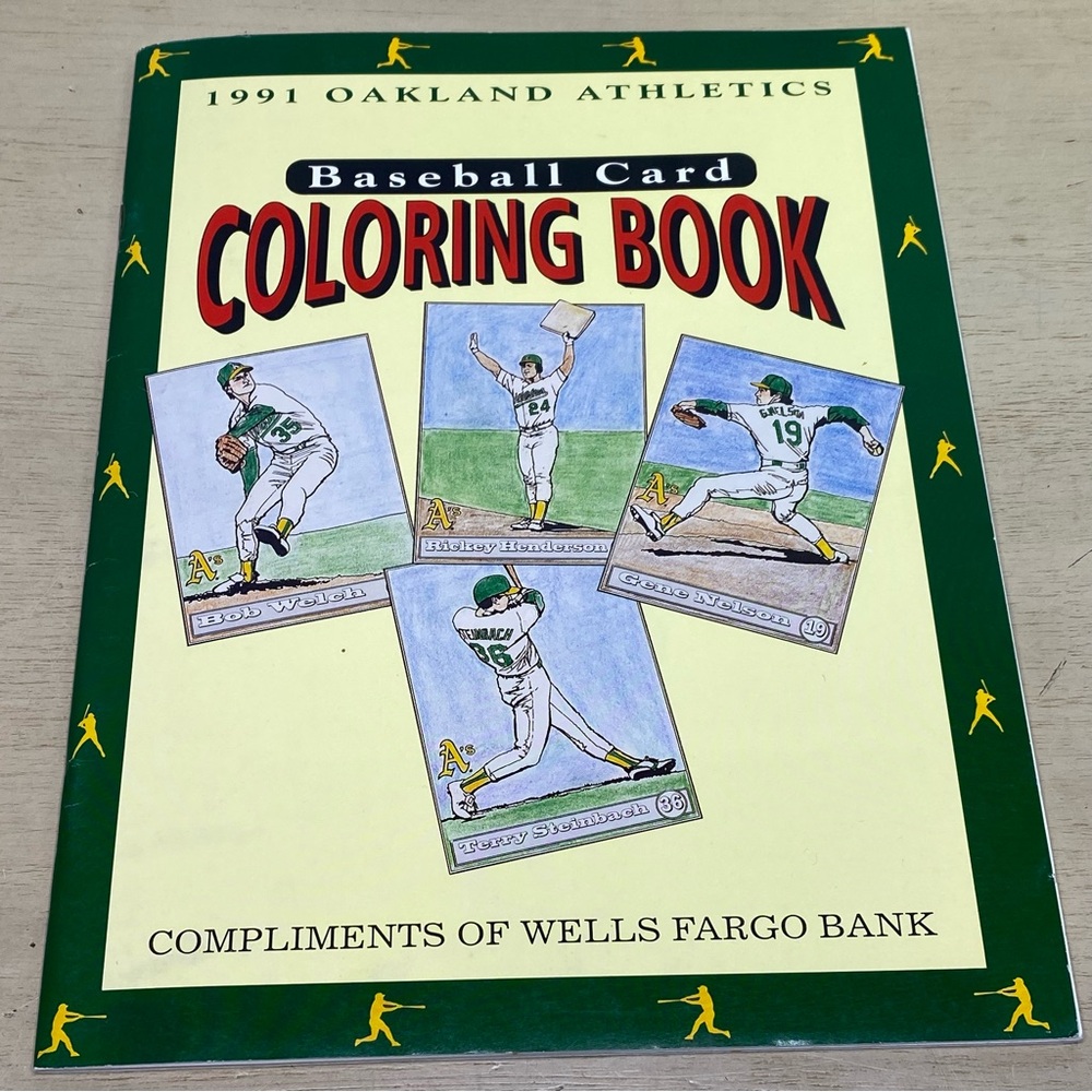 Oakland A's Coloring Book Promo Giveaway 1991 Rickey Henderson Rare HTF